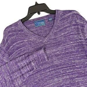 Charleston Threads V-Neck Sweater Mens M Preppy Grandpa Core Space Dye‎ Knit